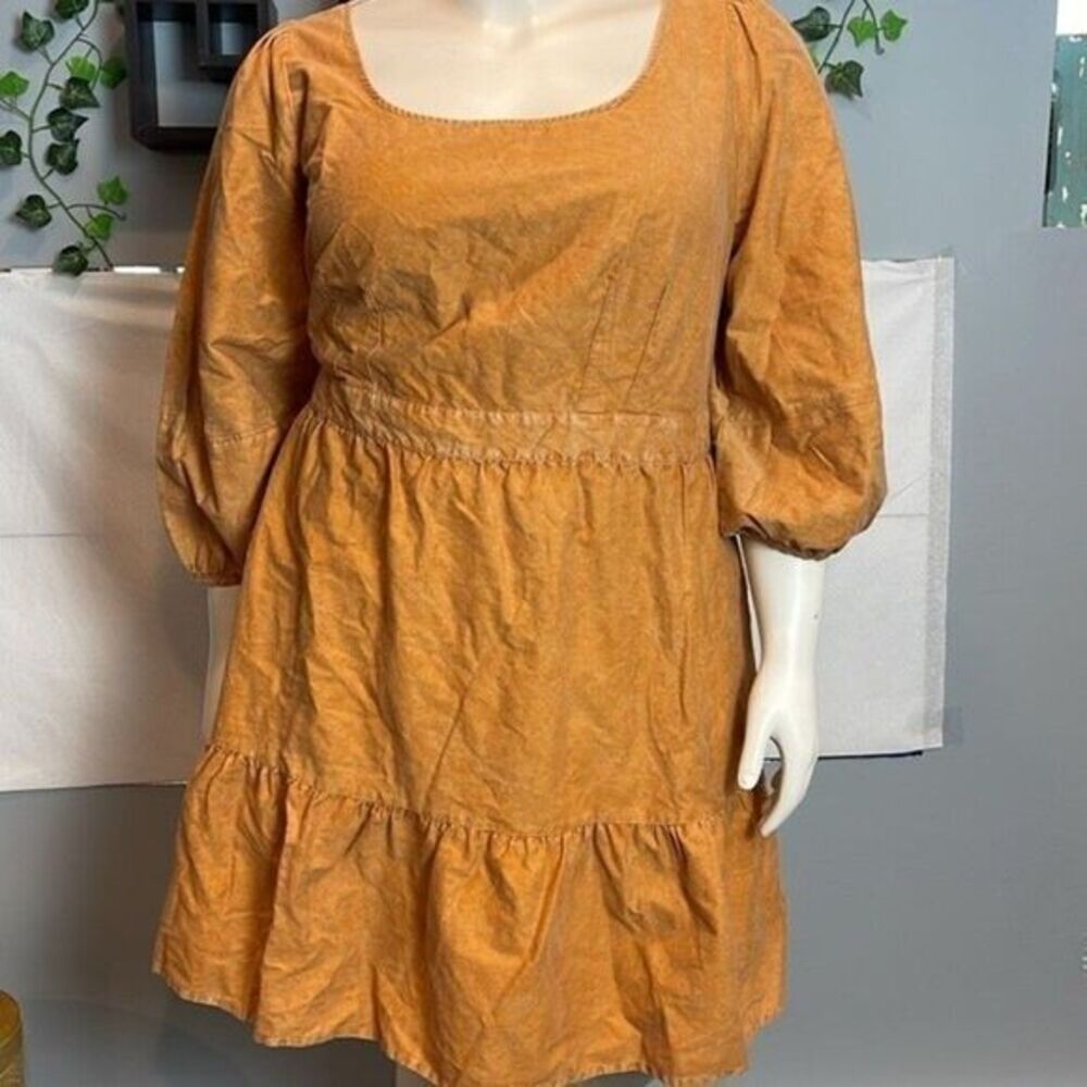 Ava & Viv Women's Plus Size 1X Balloon 3/4 Sleeve A-Line Dress Copper